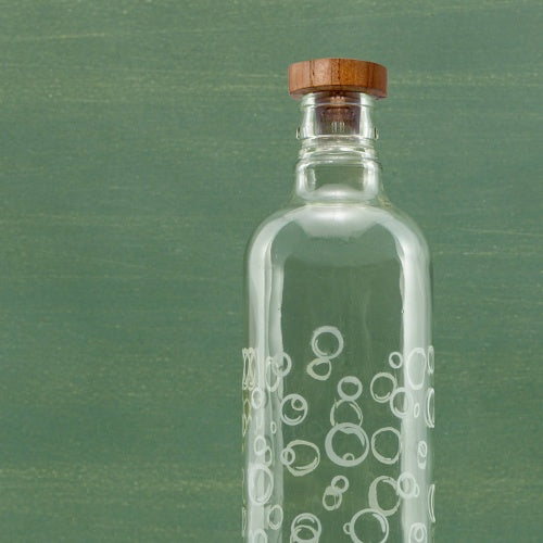 Bubbles Glass Water Bottle With Wooden Stopper-750 Ml - view 6