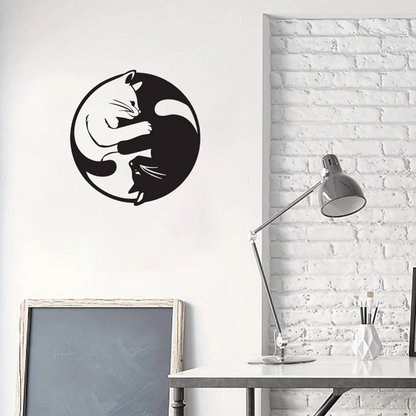 Yin Yang Cat Silhouette Aluminum Wall Art Zen Home Decor Holiday Gift - view 5