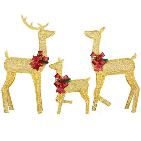 3-Piece Lighted Christmas Reindeer Family Set Outdoor Decorations, Weather Proof 2D Deer Family Set Of 3 Christmas - view 3