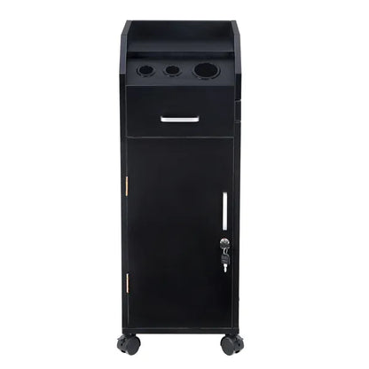 Hair Salon Storage Cart with Wheels & 3 Hair Dryer Holders & 4 Drawers & Lock & 2 Keys