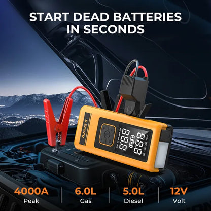 S ZEVZO 2 In 1 4000A Car Jump Starter With Air Compressor Air Inflator Portable Car Battery Charger Jumper Box - view 3