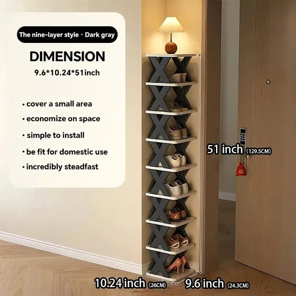 9/2-level Shoe Rack, Can Hold 9 Pairs Of Shoes, A Space-saving Vertical Shoe Rack