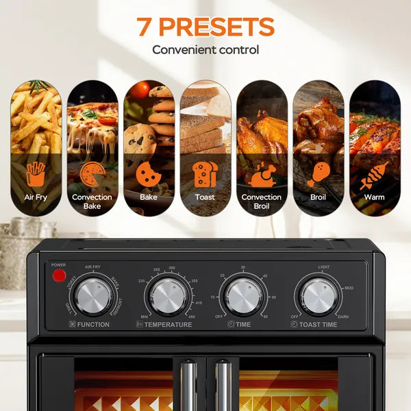 PlumChef 29.5 Quart Extra Large 6 Slices Air Fryer Convection Toaster Oven, French Door, 1700W - view 2