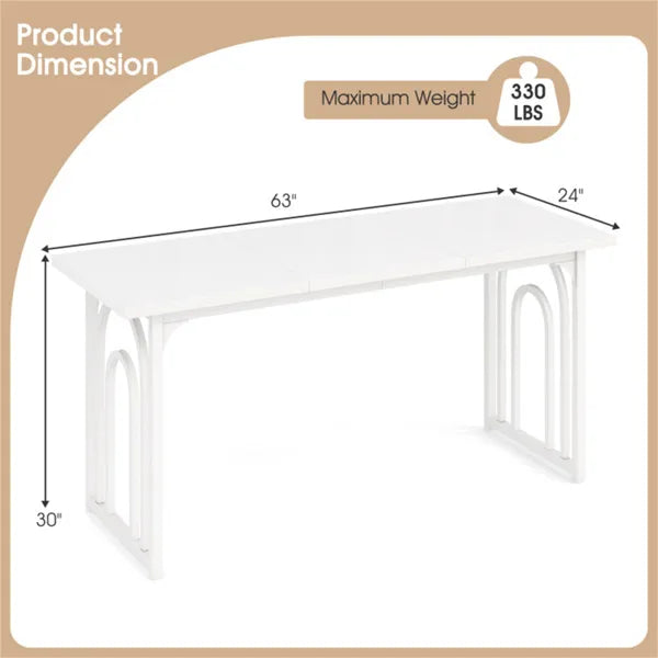 Spacious Rectangular Dining Table - 63" x24" x30", Adjustable Foot Pads, Waterproof Stain-Resistant Surface - view 3