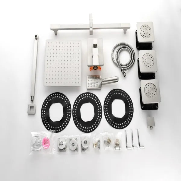 Shower System with Shower Head, Hand Shower, Slide Bar, Bodysprays, Shower Arm, Hose, Valve Trim, and Lever Handles - view 10