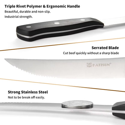 8-Piece 4.5-Inch Steak Knife Set, Carbon Steel Double Bevel, With Eco-Friendly POM Handles And Gift Box - view 2