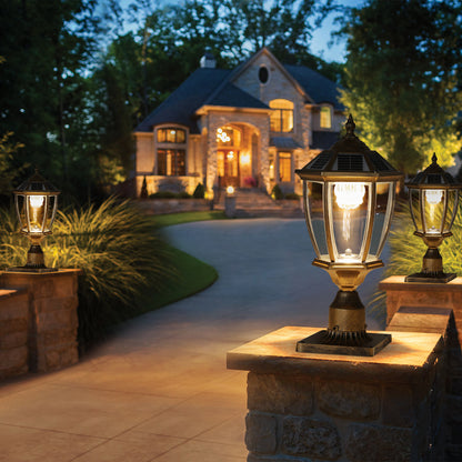 20 Golden Solar Powered LED Outdoor Lantern, Vintage Garden Light With Elegant Glass Design For Pathways, Yards - view 3