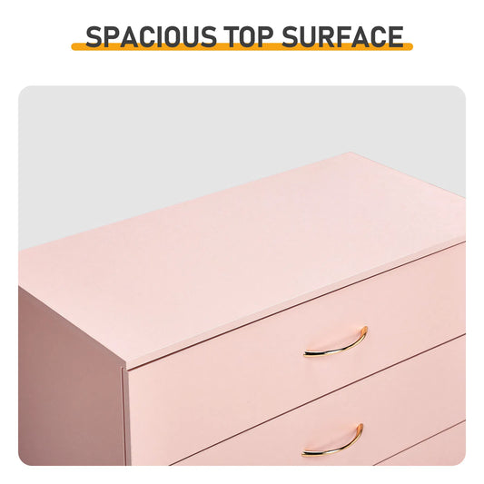 25.98"*12.99"*30.42" 4-Drawer Cabinet Faux Rose Gold Handles Pink - view 2