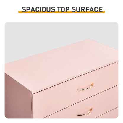 25.98"*12.99"*30.42" 4-Drawer Cabinet Faux Rose Gold Handles Pink - view 2