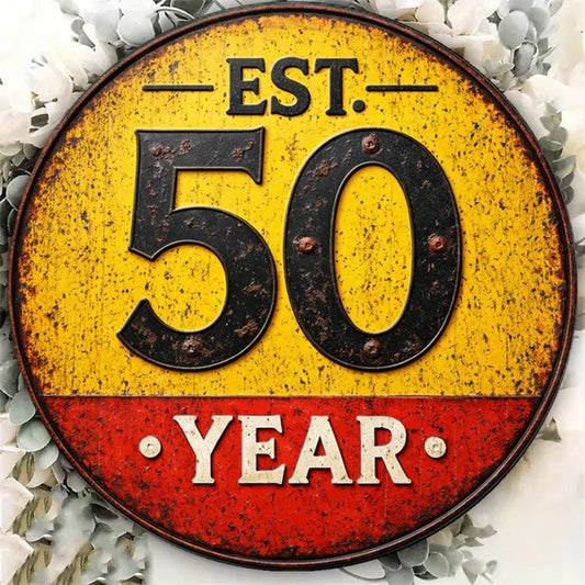 1pc 8x8in 50th Anniversary Vintage Plaque, Anniversary Vintage Plaque, Plaque, 50 Years Established 2D Flat Round Sign