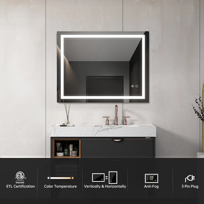 36'*28' LED Lighted Bathroom Wall Mounted Mirror with High Lumen+Anti-Fog Separately Control+Dimmer Function - view 4