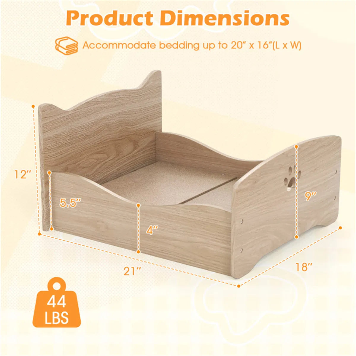 Elevated Pet Bed Frame 21" x 18" x 20" - view 6