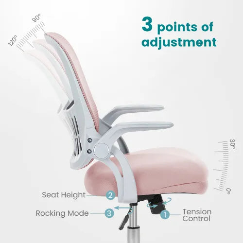 Office Mid Back Ergonomic Mesh Computer Desk Larger Seat Executive Height Adjustable Swivel Task Chair With Lumbar - view 3