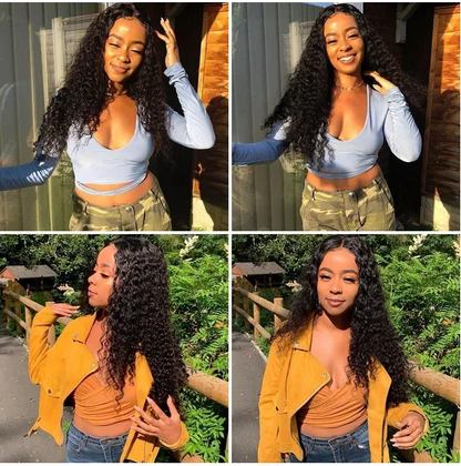 AA Hair Front Wig Womens Brazilian Human Long Curly Lace Wavy Hair Wigs US - view 2