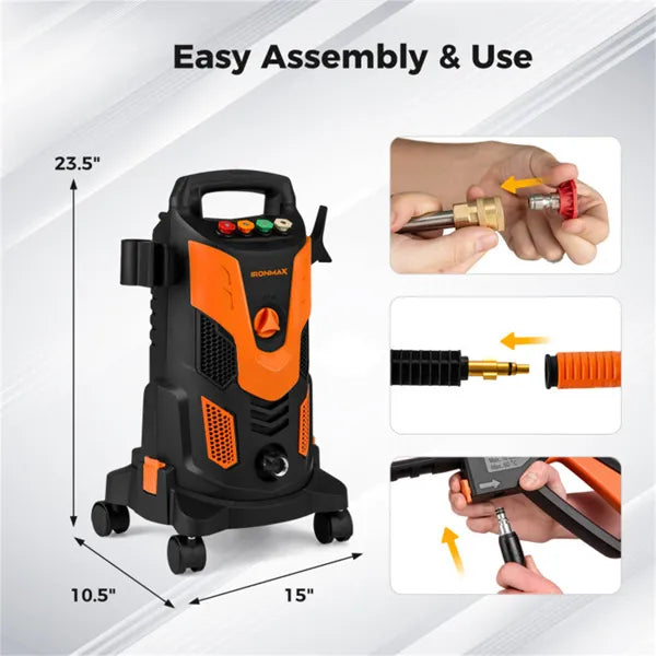 Orange Black 2300 PSI Electric Pressure Washer With 4 Quick-Connect Nozzles & Soap Bottle - view 5