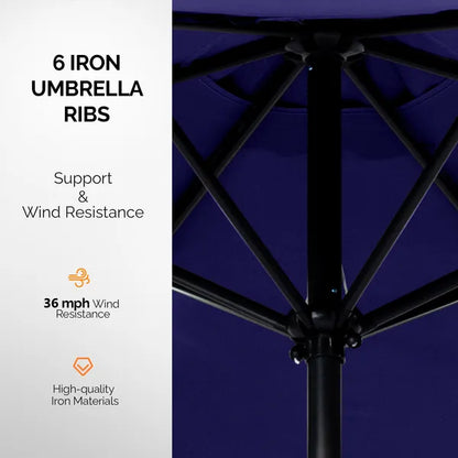 9ft Solar LED Patio Umbrella With Push Button Tilt & Crank, 6 Ribs Waterproof Polyester Outdoor Market Table Umbrella - view 3