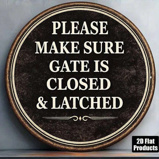 1pc 8x8in Vintage Safety Warning Door Sign, "Please Make Sure" The Door, Is Closed And Locked 2D Flat Round Plaque - view 2