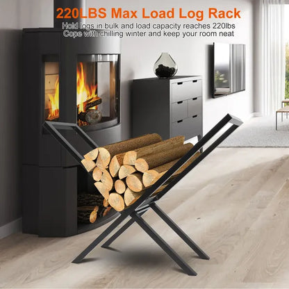 Firewood Log Rack 220LBS Steel Wood Lumber Storage Stacking Rack X Shape Storage Holder For Fireplace Firepit - view 4
