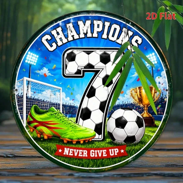 1pc 7.87x7.87in Champions Soccer Number 7 Metal Aluminum, Pc 7.87x, Champions Soccer Number 7 Metal Aluminum Tin Plaque