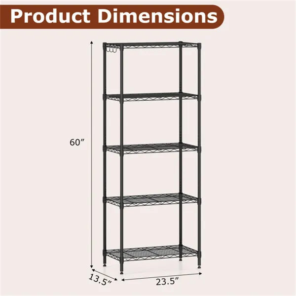 5-Tier Heavy-Duty Metal Wire Shelving, 750 LBS Total Load With Multi-Grade Per Shelf Capacity For Garage & Kitchen - view 5
