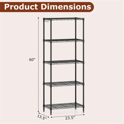 5-Tier Heavy-Duty Metal Wire Shelving, 750 LBS Total Load With Multi-Grade Per Shelf Capacity For Garage & Kitchen - view 5