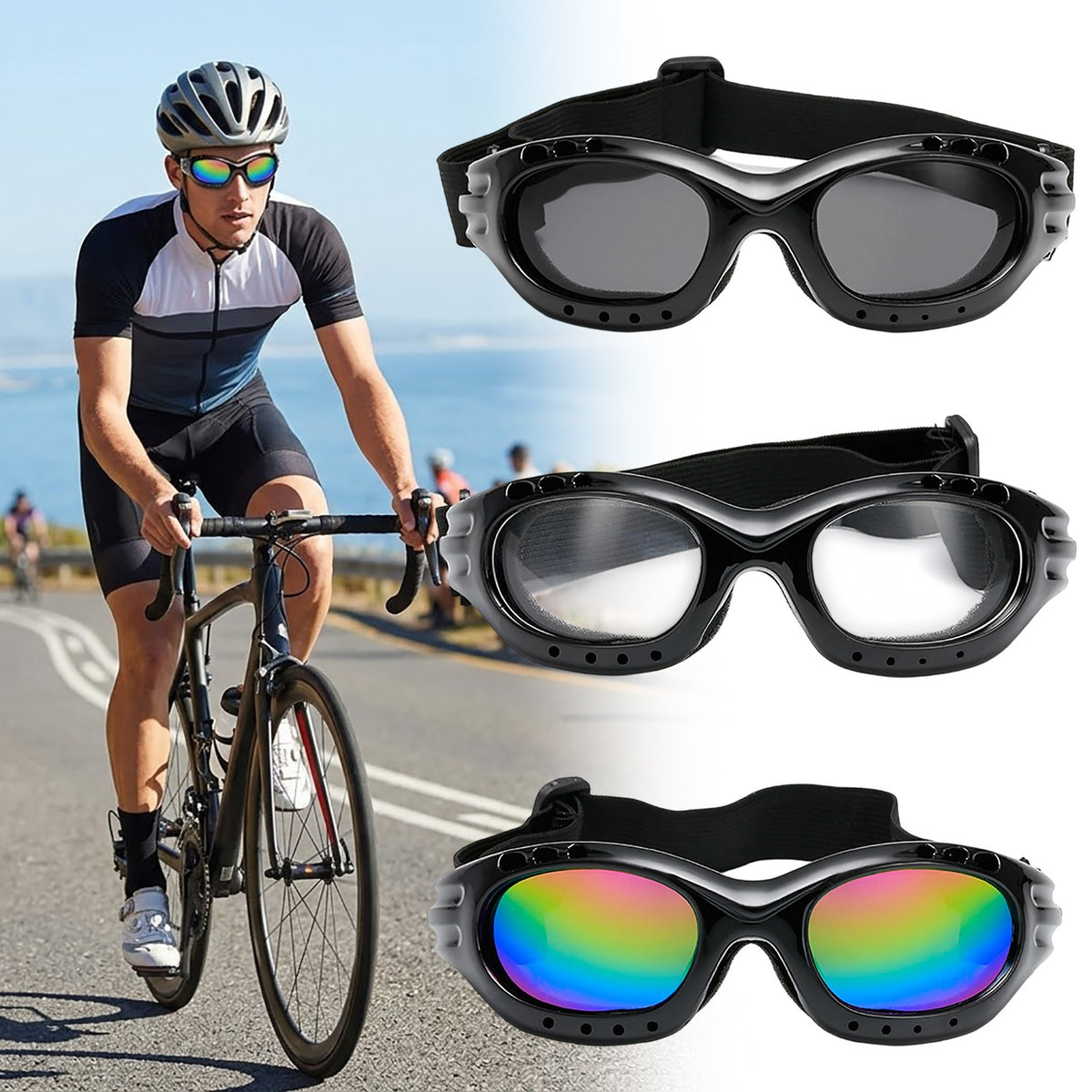 Cycling Sunglasses Motorcycle Sports Biker Riding Skiing Goggles UVA & UVB Protection