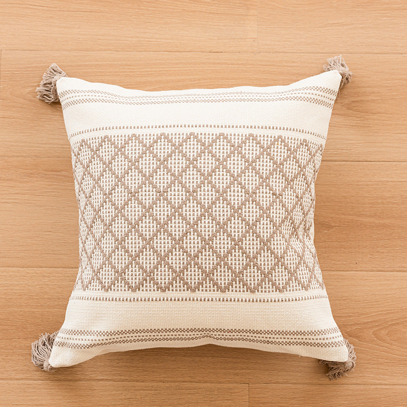 Simple Sofa With Tassel Cushion And Throw Pillow Covers - view 7