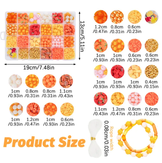 1510 Pcs Fall Bracelets Beads Kit With 24 Grid Storage Box Maple Leaf Pumpkin Star Shaped Clay Beads For Jewelry Making