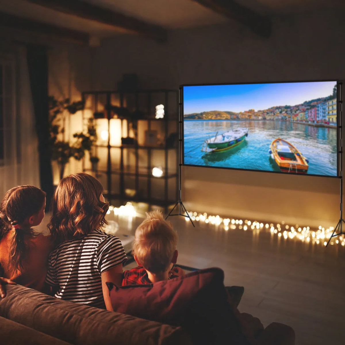 100inch 120inch Options Projector Screen With Stand 4K HD Rear Front Wrinkle-Free Portable And Foldable Movie Screen - view 2