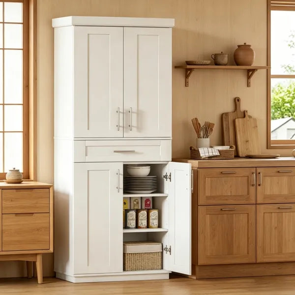 Storage Cabinet With Adjustable Shelves 30 Inches X 15.75 Inches X 72 Inches For Kitchen