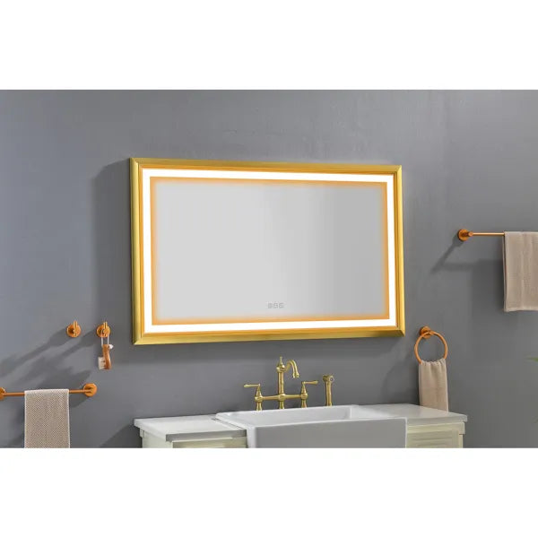 48x30 Inch LED Frontlit Bathroom Mirror with Metal Frame, Wall Mounted Vanity Mirror with Smart Touch Button, Anti-Fog - view 7