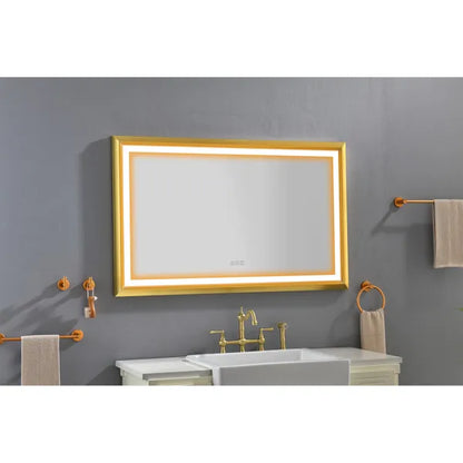 48x30 Inch LED Frontlit Bathroom Mirror with Metal Frame, Wall Mounted Vanity Mirror with Smart Touch Button, Anti-Fog - view 7