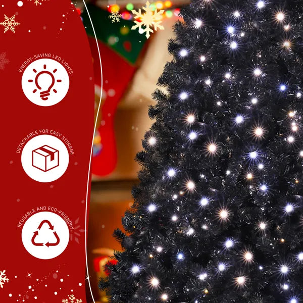7.5 FT Pre-lit Artificial Christmas Tree, Hinged Xmas Pine Tree With 1350 Branch Tips - view 5