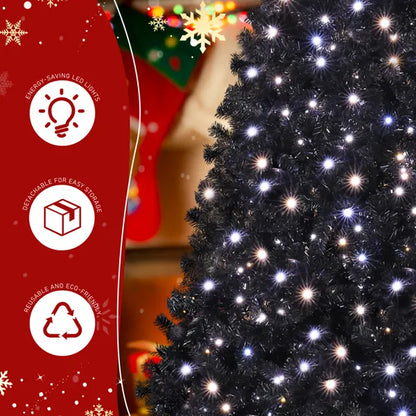 7.5 FT Pre-lit Artificial Christmas Tree, Hinged Xmas Pine Tree With 1350 Branch Tips - view 5