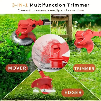 Cordless Electric Weed Wacker Portable Grass Trimmer With 3 Blade Types And 2 High Capacity Batteries Powerful Lawn - view 2
