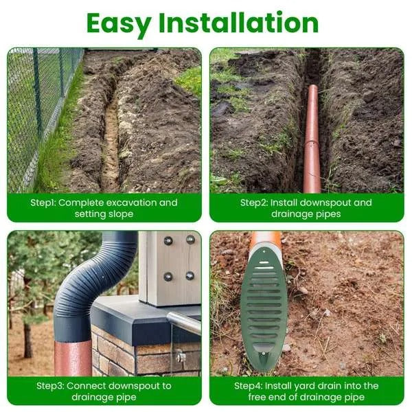 4Inch Green Angled Yard Drainage Pipe With Sloped Grate Yard Drain Emitter For Sump Pump Discharge Downspout Extensions - view 5