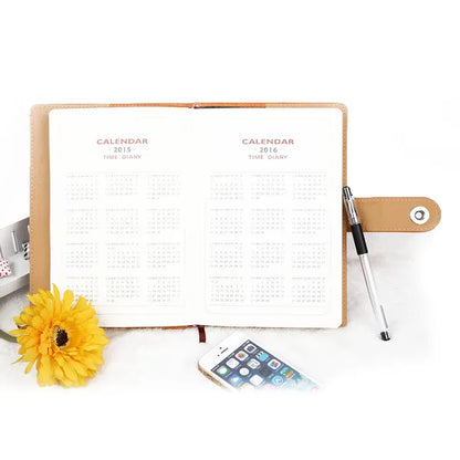 PU Leather Cover Notebook Memopad With Calendar World Map And Silk Ribbon - view 4