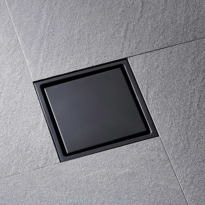 6 Inch Square Shower Drain With 2-in-1 Flat & Tile Insert Removable Cover - view 4