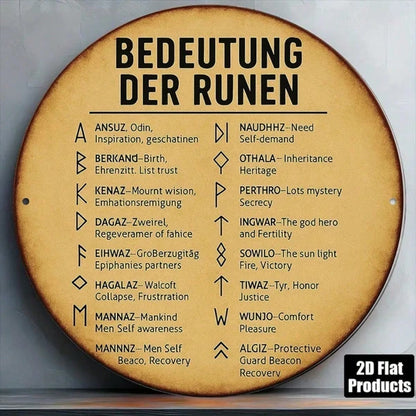 1pc 8-Inch German Rune Alphabet Wall Plaque, Viking Norse Mythology Round Chart Decor With English Meanings