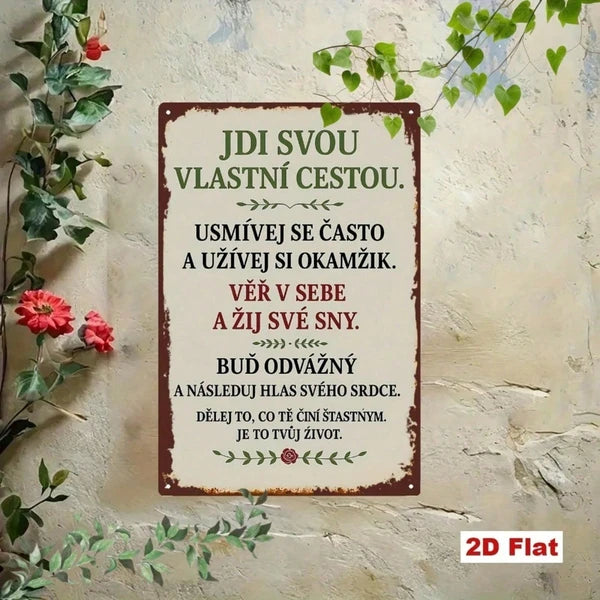 1pc Vintage Czech Phrase 2D Flat Metal Wall Sign, Bohemian Iron Decor Sign With Traditional Czechia Text - view 3