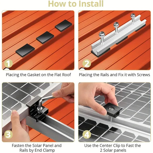 12cm U-shaped Rail Solar Photovoltaic Bracket Silver Rail Six-piece Set - view 4
