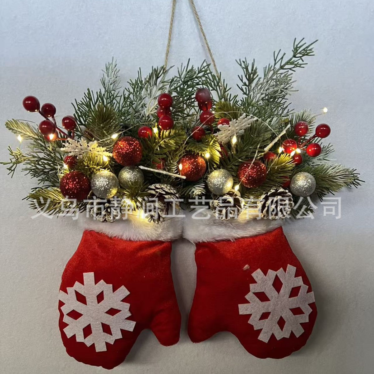 Glittering Christmas Gloves Wreath Christmas Wreath - view 3