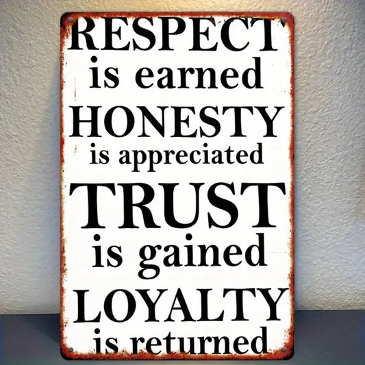 Vintage Inspirational Metal Wall Art Dignity Honesty Trust Loyalty Rustic Wall Decor For Home Garden