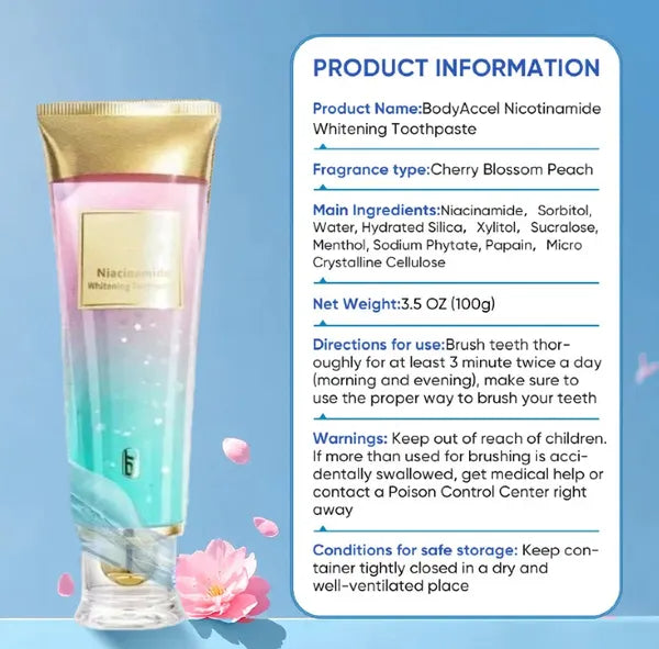 Niacinamide Whitening Toothpaste Fluorine-Free Formula For Bright Teeth & Breath Daily Oral Care Cleansing Toothpaste - view 2