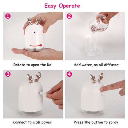 1Pc 220ml Cool Mist Humidifier Ultrasonic Air Diffuser Atomizer With 7 Color Breathing Lights Auto Off Office Home Yoga - view 4
