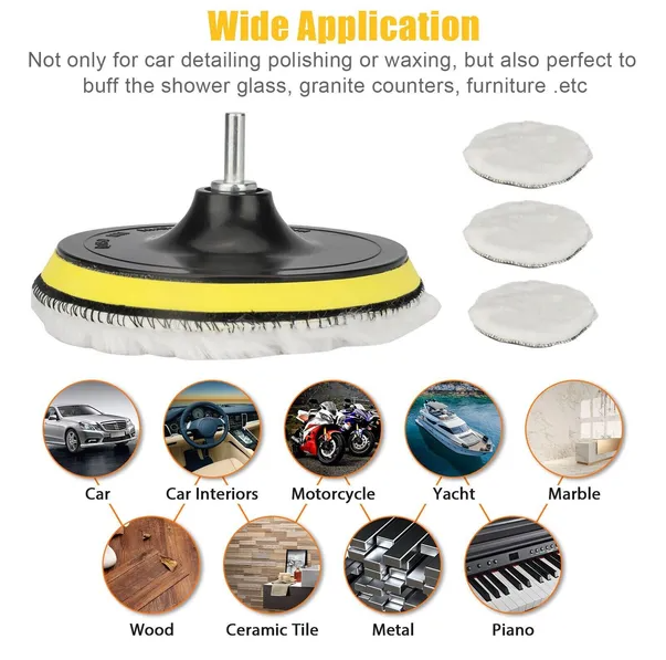 5PCS Buffing Polishing Pad Wool Wheel Mop Kit For Car Polisher Drill Adapter - view 4