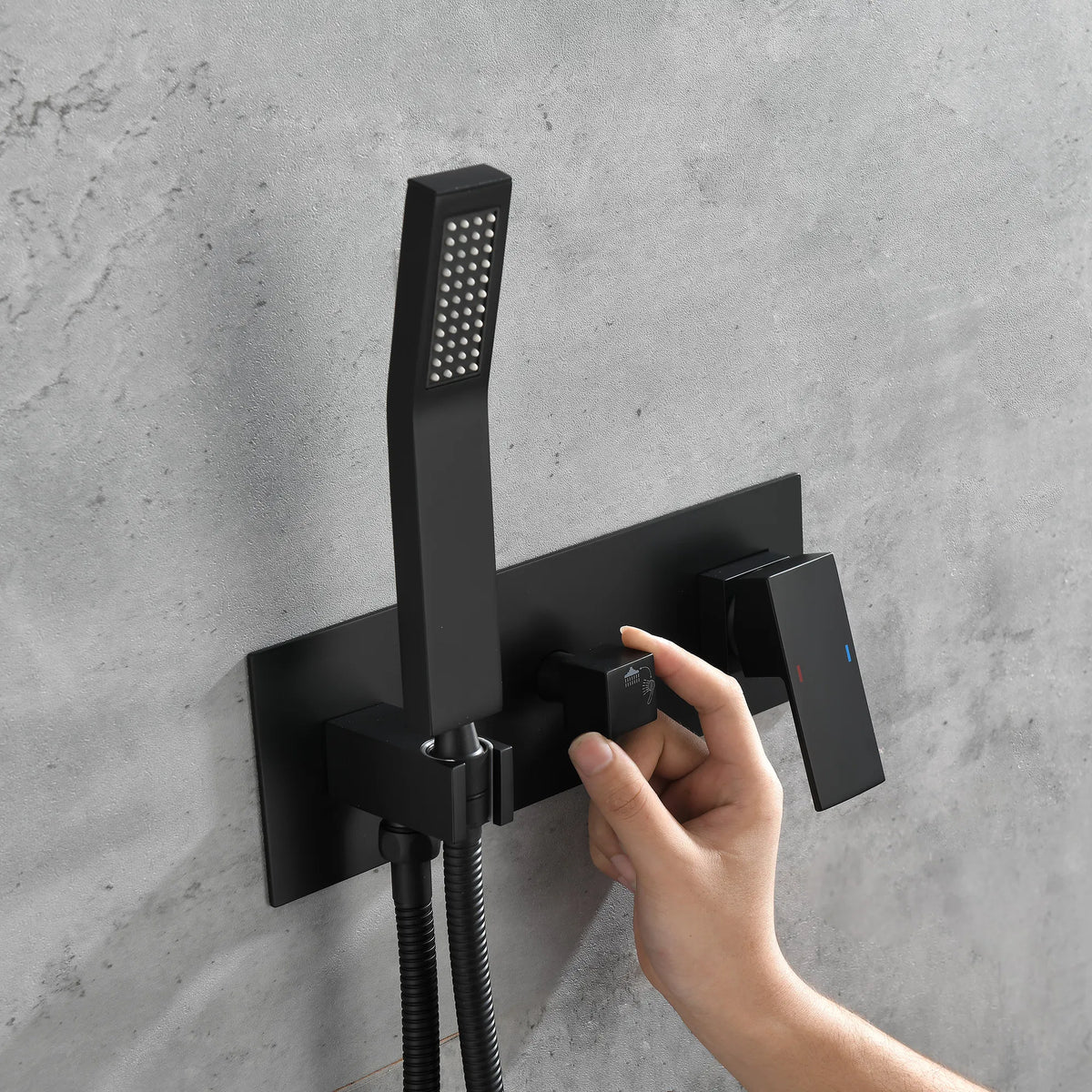 Brass Matte Black Shower Faucet Set Shower System 10 Inch Rainfall Shower Head with Handheld Sprayer Bathroom Luxury - view 7