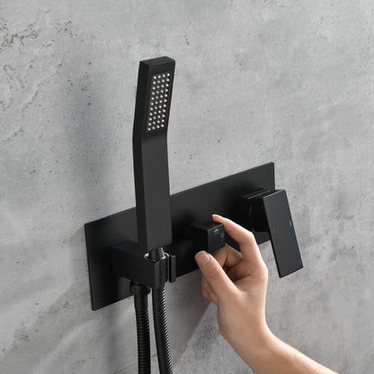 Brass Matte Black Shower Faucet Set Shower System 10 Inch Rainfall Shower Head with Handheld Sprayer Bathroom Luxury - view 7