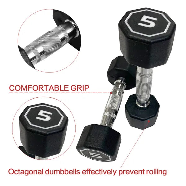 Premium Octagonal Dumbbell, Large Numbers, Hard Chrome Plated Handle Dumbbells To Assist With Push-Ups - view 4