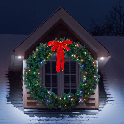 60in Pre-lit Christmas Wreath, Lighted Artificial Xmas Wreath With 220 Warm & Multi-color Lights And 600 PVC Tips - view 5